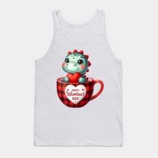 Valentine Dinosaur In Tea Cup Tank Top